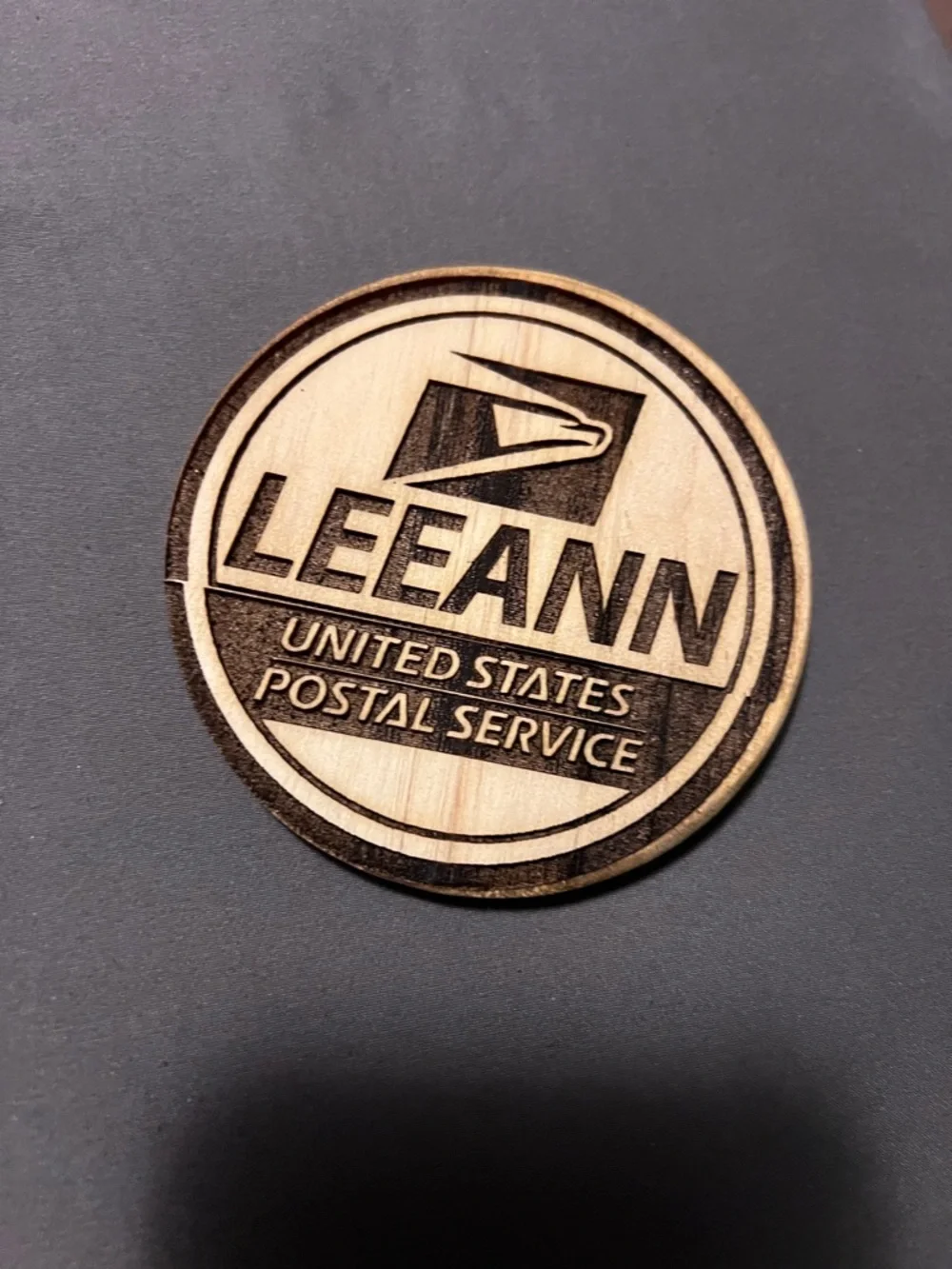 Custom Engraved USPS Wooden Coaster - Personalized Name - Picture 2 of 2